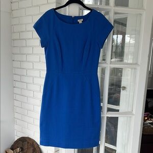 J. Crew Blue Sheath Mini Dress Bateau Neckline